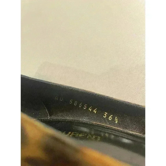 YSL Yves Saint Laurent Leopard Kitten Heels Pumps 36.5 6.5 Charlotte Black Tan - Picture 12 of 13